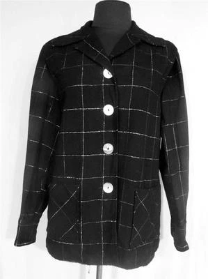 CHAQUETA CASUAL MUJER LG MUY RARA VINTAGE AÑOS 50 PLATA LUREX LANA NEGRA TALLA LG Foto 1 de 4