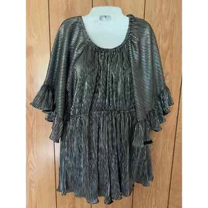 San Joy romper dress metallic ruffles size large one piece off shoulder romper - Picture 1 of 14