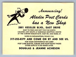 Postcard Vtg Advertising Aladin Postcard Shop Indianapolis Indiana - Picture 1 of 2