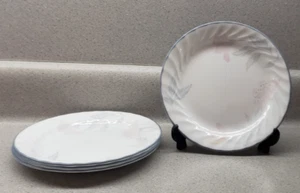 Corelle Corning Ware Pink Trio Swirl Blue Trim Dessert Salad Plate 7" Set Of 4 - Picture 1 of 5