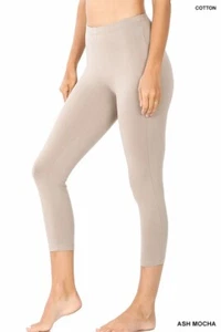 Womens Capri Leggings Soft Stretch Cotton 3/4 Length Cropped Fitness Yoga Pants - Picture 1 of 13