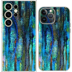 Vibrant Dream Aqua Blue Cracked Paint Case Cover Silicone / Shockproof / MagSafe - Picture 1 of 19