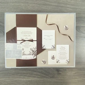 Gartner 25 Count Wedding Engagement Invitation Kit Brown & Ivory Damask New - Picture 1 of 8