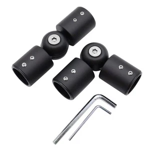 Corner Curtain Rod Connector 2 Pack for 1 Inch Rod Stainless Adjustable Black - Picture 1 of 7