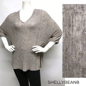 EILEEN FISHER Linen BOXY OVERSIZED V Neck Sweater S M L XL OSFM Chest 48" CHiC! - Picture 1 of 1