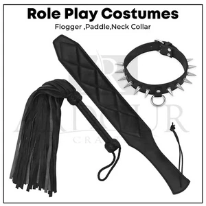 Kit de Juego de Rol Bondage Azolador de Cuero, Paleta de Nalgadas y Cuello Ajustable - Imagen 1 de 4