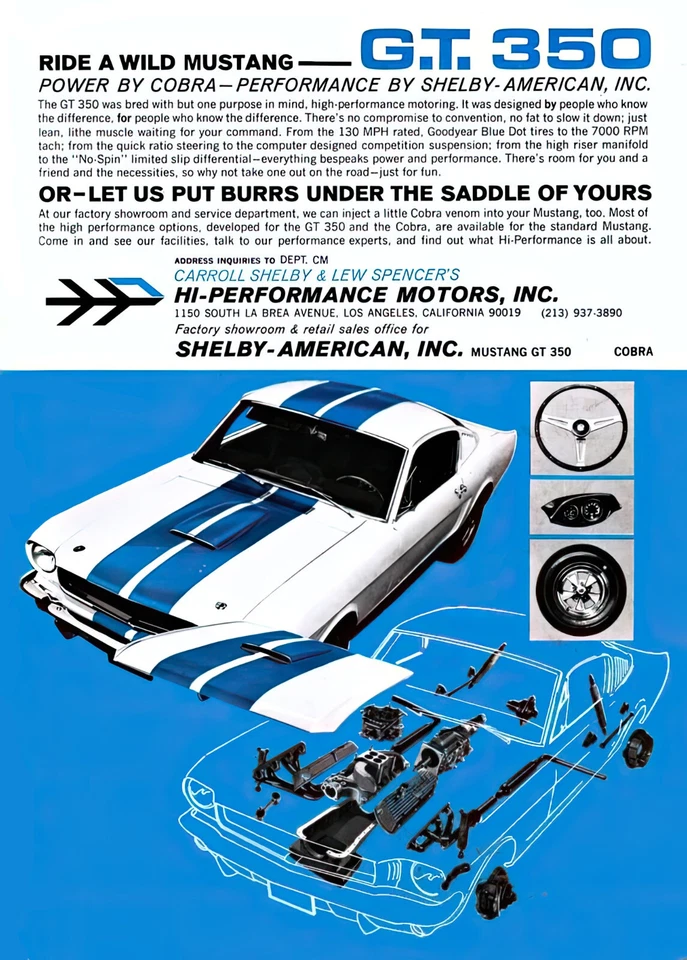 1966 Shelby American GT 350 Performance Sales Ad 13 x 19 Poster - Image 1 of 1
