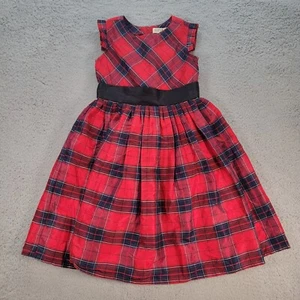 Hope & Henry Red Plaid Taffeta Holiday Party Dress Fully Lined Girls Size 6 - Picture 1 of 8