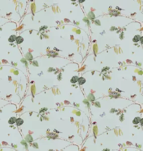 Sanderson Fabric 'WOODLAND CHORUS' 2.5 METRES SKY BLUE/MULTI - OUTDOOR FABRIC - Picture 1 of 7