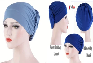 Sombrero Pretty Bonnet Quimio Cáncer Pérdida de Cabello Envoltura de Cabeza Color/Azul - Imagen 1 de 5