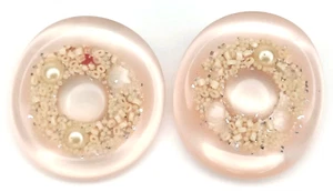 MCM Clip-On Earrings Costume Pearl Rhinestone Pink Lucite 1950s Jewelry - Picture 1 of 10