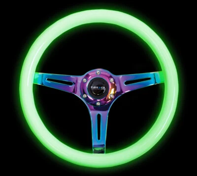 NRG ST-015MC-GL 350mm Glow In The Dark Neochrome Racing Steering Wheel Universal - Image 1 of 4