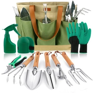 Gartenwerkzeug Set, 10 Stück Schwerlast Edelstahl Gartenarbeit Kit mit Non-Slip - Bild 1 von 7