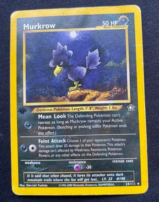 Murkrow 1st Edition 24/111 Neo Genesis WOTC Vintage Pokemon (HP) - Image 1 of 2
