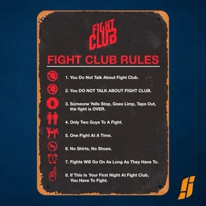 Fight Club Metal Poster Rules Of Fight Club Movie Sign 8in x 12in / 20cm x 30cm - Picture 1 of 2