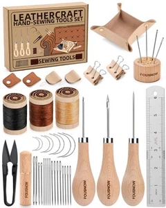 Leather Sewing Kit, Leather Working Tools with Awl, Waxed Thread, Upholstery ... - Picture 1 of 7