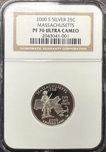 2000-s U.S. Silver Quarter Massachusetts NGC PF70 Ultra Cameo - Picture 1 of 2
