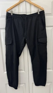 Stone Falcon mens black cargo jogger pant size XL nylon spandex drawstring - Picture 1 of 5