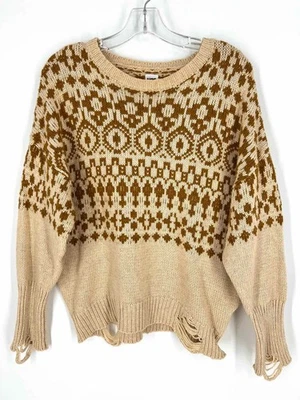 Suéter de diseñador tejido Southwestern beige/bronceado talla S NSF Foto 1 de 4