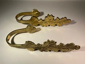 Tenda Drappo Cravatta Schienali Vintage - Foglia Windsor Ottone Massello Set di 2 India 9" L - Foto 1 di 22