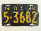 1948 District of Columbia License Plate Washington DC All Original bangs bends