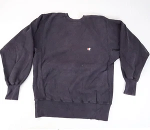 Vintage 80s 90s Champion Reverse Weave Crewneck Distressed Black Blank L USA - Bild 1 von 8