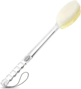 Back Scrubber Long Handle Shower Brush Dual Sided Stiff Soft Bristles Acrylic - Picture 1 of 7