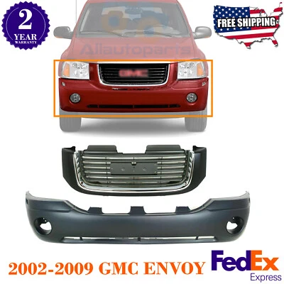 Front Bumper Cover Primed + Grille Assembly For 2002-2009 GMC Envoy - Image 1 of 4