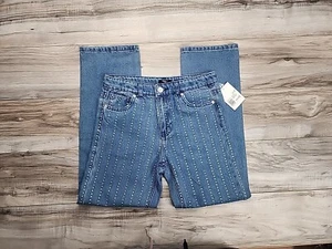 NWT Forever 21 Girl's Jeans Size 11/12 Adjustable Waist Bejewled Denim (1465) - Picture 1 of 6