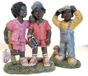 VINTAGE 1970er Universal Kreidegeschirr junge schwarze afroamerikanische Jungen, Mädchen & Hund - Bild 1 von 11