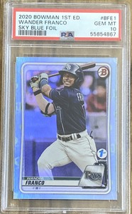 2020 Bowman 1st Edition Wander Franco #BFE-1 Sky Blue Foil PSA 10 GEM MINT