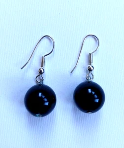 Faux Black Pearl Drop Earrings - Picture 1 of 3