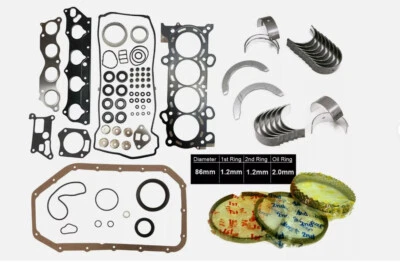 CONJUNTO COMPLETO DE ROLAMENTOS E ANÉIS FIT 06-10 Honda Civic Si Acura CSX 2.0L K20Z2 K20Z3 - Imagem 1 de 4