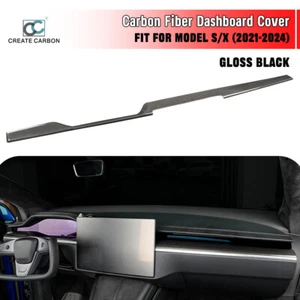 1pcs Dry Carbon Fiber Dashboard Panel Cover Trim Fit For Tesla Model S Model X - Picture 1 of 8