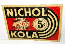  Vintage 1930`s Nichol Kola 5 cent Soda Embossed Metal Sign 