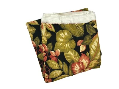 Rare 5 Yd Kingsway Caicos Discontinued Fabric Tropical West Indies Black Floral - Image 1 of 4