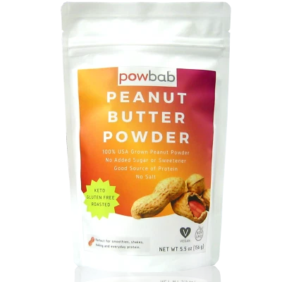Mantequilla de maní en polvo Powbab sin azúcar, sin azúcar - 100 % cacahuetes orgánicos de EE. UU. 5,5 OZ Foto 1 de 4