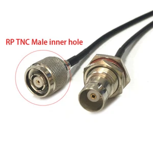 RP TNC male inner hole to BNC female bulkhead pigtail cable RG174 20cm for WIFI - Picture 1 of 6