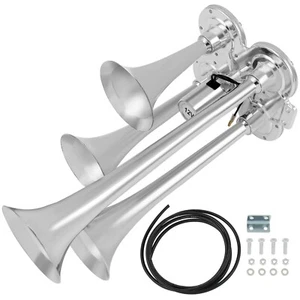 Air Horn with Electric Air Valve 12V 4 Trumpet For Van Train Car Boat Semi Truck - Picture 1 of 12