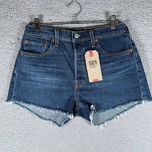 Levi's 501 XX Jean Shorts Women's Size 29 Dark Wash Denim High Rise Raw Hem NWT - Picture 1 of 10