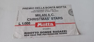 BIGLIETTO TICKET MILAN CHRISTMAS' STARS 30/12/1992 PREMIO BONTA' MOTTA - Immagine 1 di 2