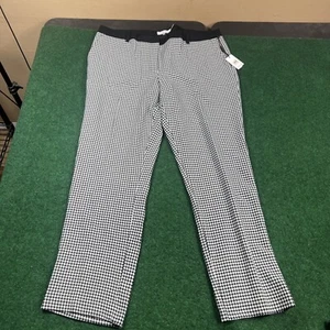 Calvin Klein Highline Ankle Dress Pants Womens 14 Black White Check New - Picture 1 of 12
