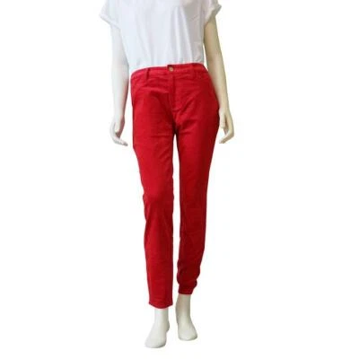 Pantalones de mezclilla para mujer Ellen Tracy tiro alto ajustados de terciopelo rojo/púrpura/gris nuevo con etiquetas Foto 1 de 4