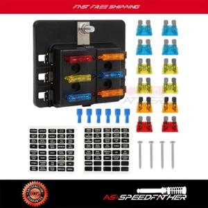 Panel de soporte de bloque de caja de fusibles impermeable para automóvil barco barco de 6 vías con indicador de advertencia LED - Imagen 1 de 12