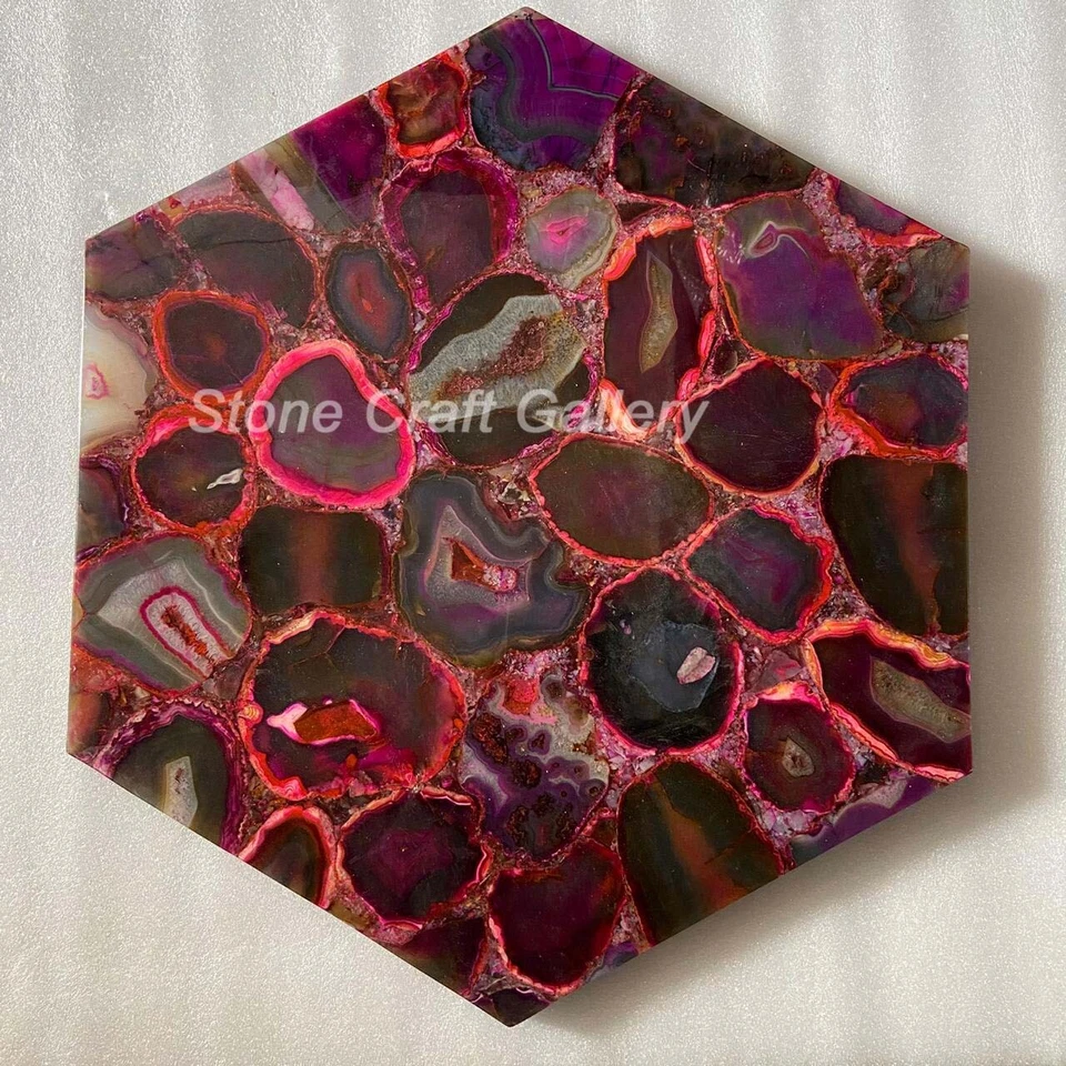 18" pink Agate Coffee Corner Table Top Handmade Work Art Home decor - Image 1 of 1