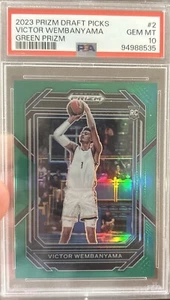 VICTOR WEBANYAMA ROOKIE 2023 GREEN PRIZM DRAFT PICKS | PSA 10 | No. 02 - Picture 1 of 4