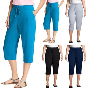 Women's Yoga Seven Point Pants Casual Straight Wide Leg Trousers With Pockets - Picture 1 of 18