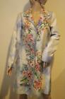 Biya Johnny Was Silk Embroidered Long Coat Watercolor Sky Blue Floral Sequins S