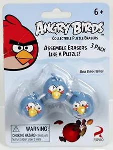 Juego de 3 gomas de borrar rompecabezas coleccionables Angry Birds - AGB7813 NRFP 2011 azul claro - Imagen 1 de 2