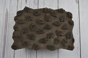 Vintage Wooden Printing Block Made in India Small Leaf Pattern - Picture 1 of 7